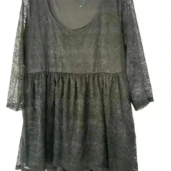 TORRID SUPER SOFT BABYDOLL LACE SCOOP NECK TUNIC 3/4 SLEEVE Black Sz.10 NWOT - Picture 11 of 12